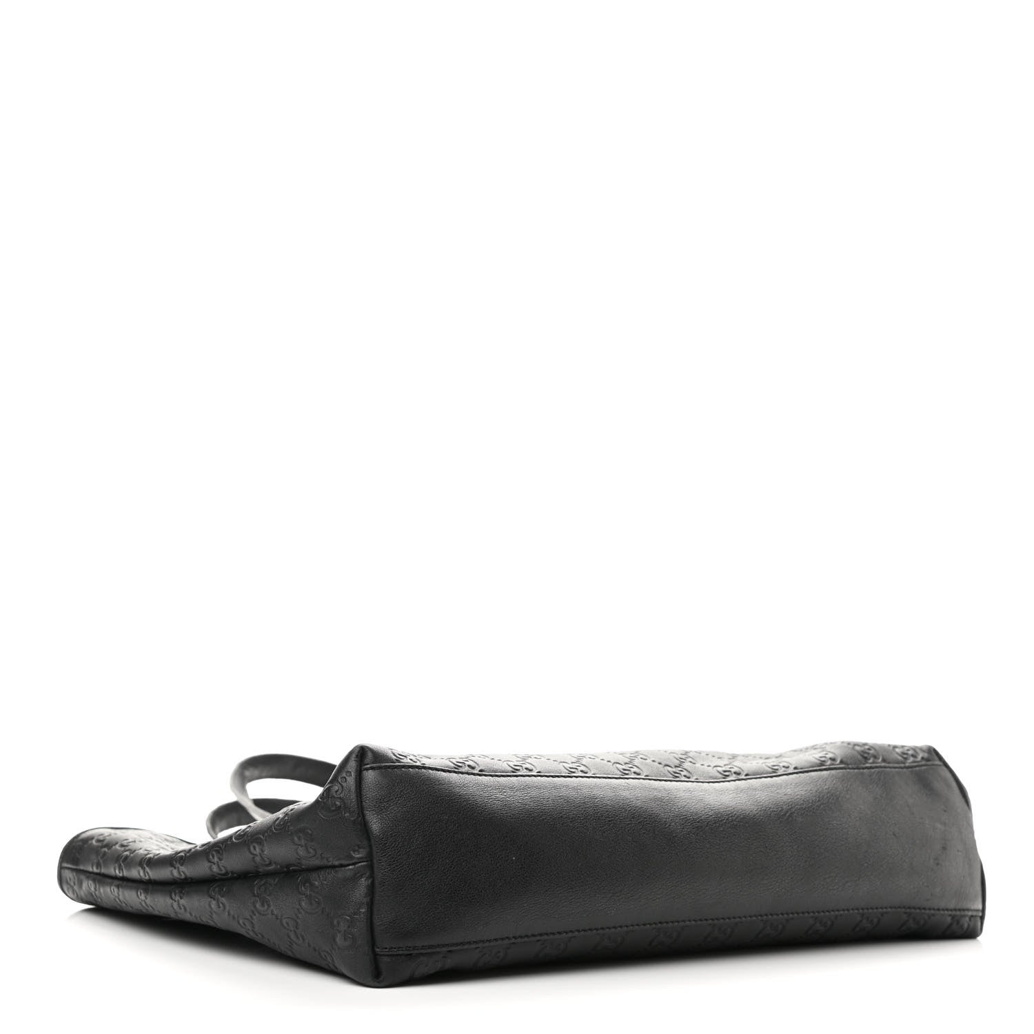 Gucci Guccissima Medium Zippered Shopping Tote Black 3 of 12