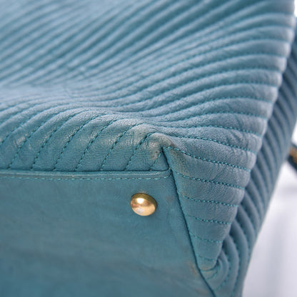 Chanel Wrinkled Lambskin Chevron Quilted Surpique Tote Turquoise 12 of 17