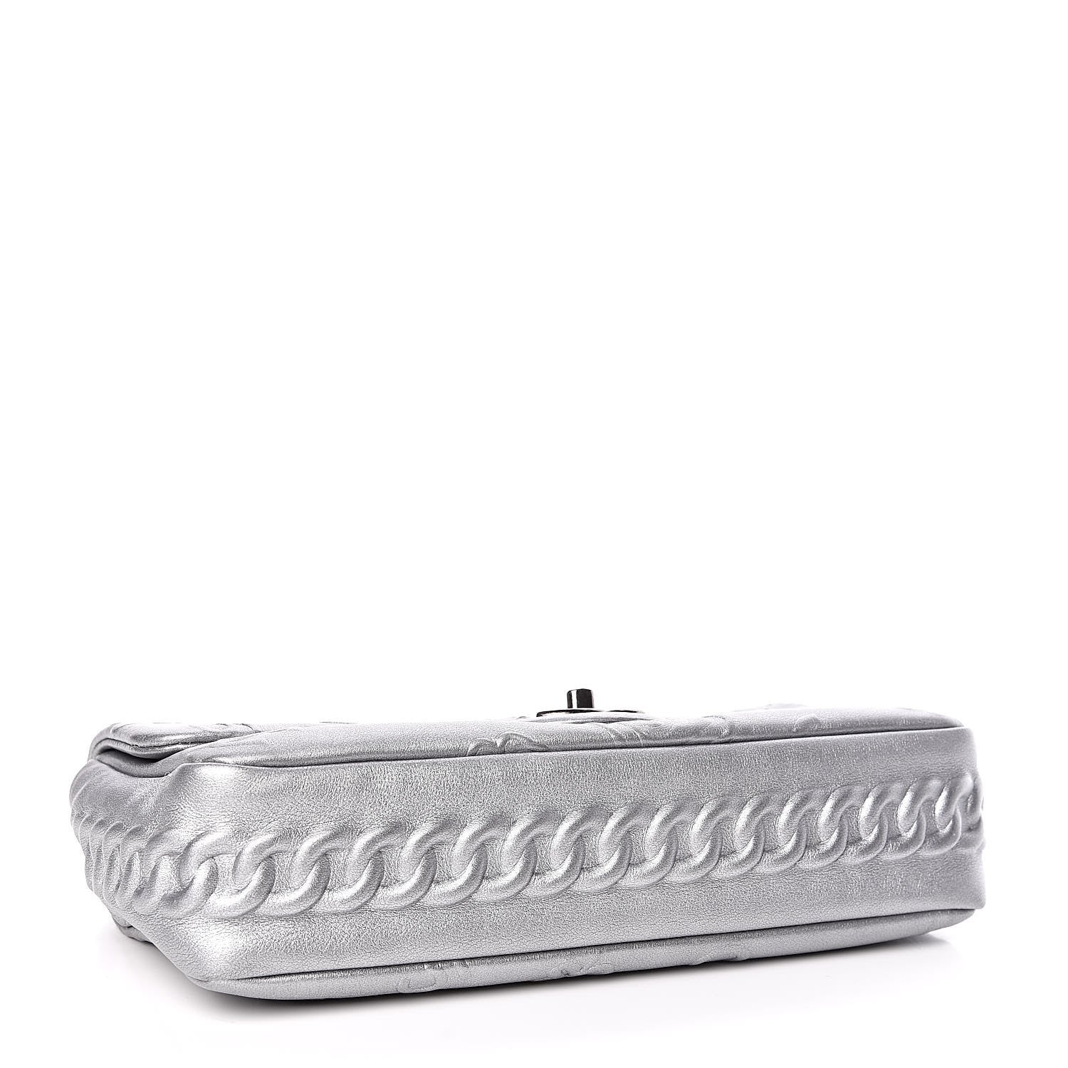 Chanel Metallic Lambskin Symbols Medium Single Flap Silver 4 of 10