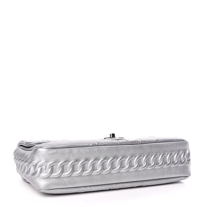 Chanel Metallic Lambskin Symbols Medium Single Flap Silver 4 of 10