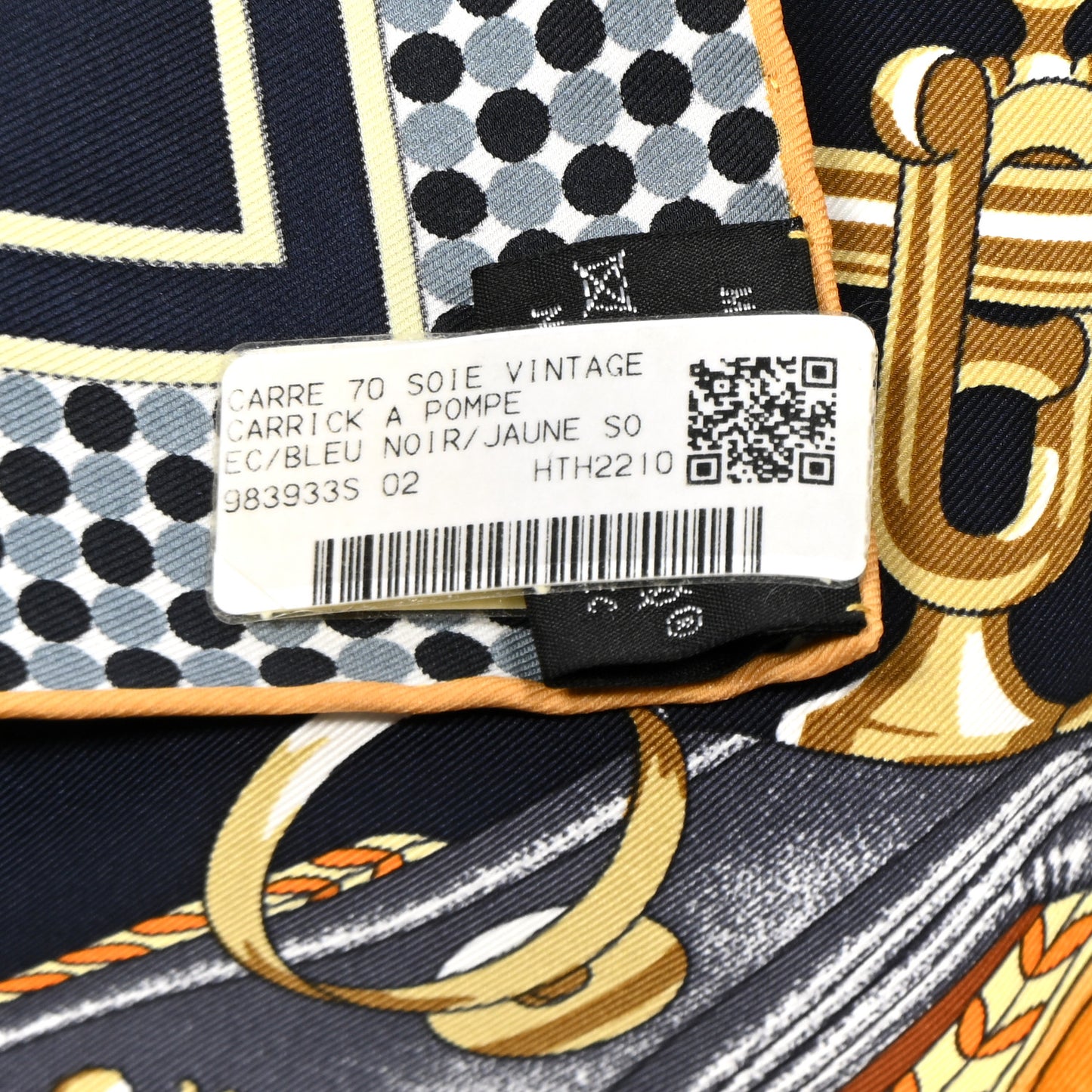 Silk Carrick a Pompe Scarf 70 Bleu Noir Jaune Soufre