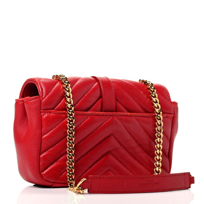 Saint Laurent Calfskin Matelasse Chevron Classic Monogram Baby Chain Bag New Red 2 of 4