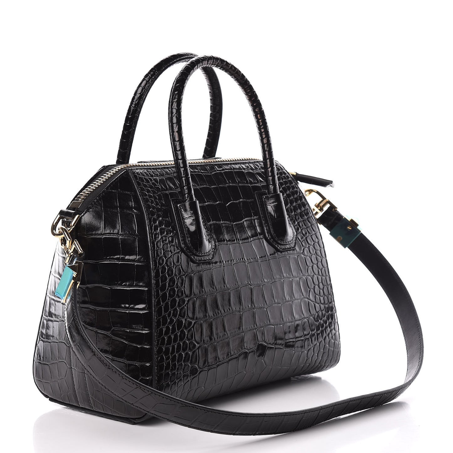 Calfskin Crocodile Embossed Small Antigona Black