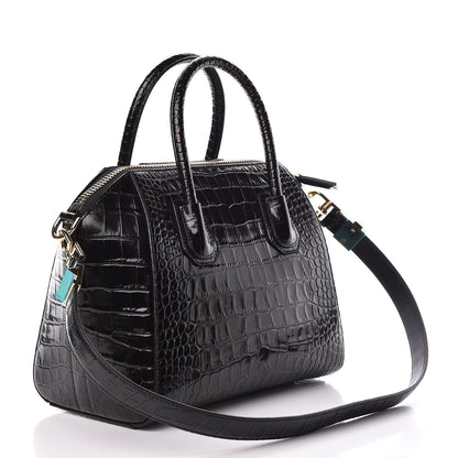 Givenchy Calfskin Crocodile Embossed Small Antigona Black 3 of 10