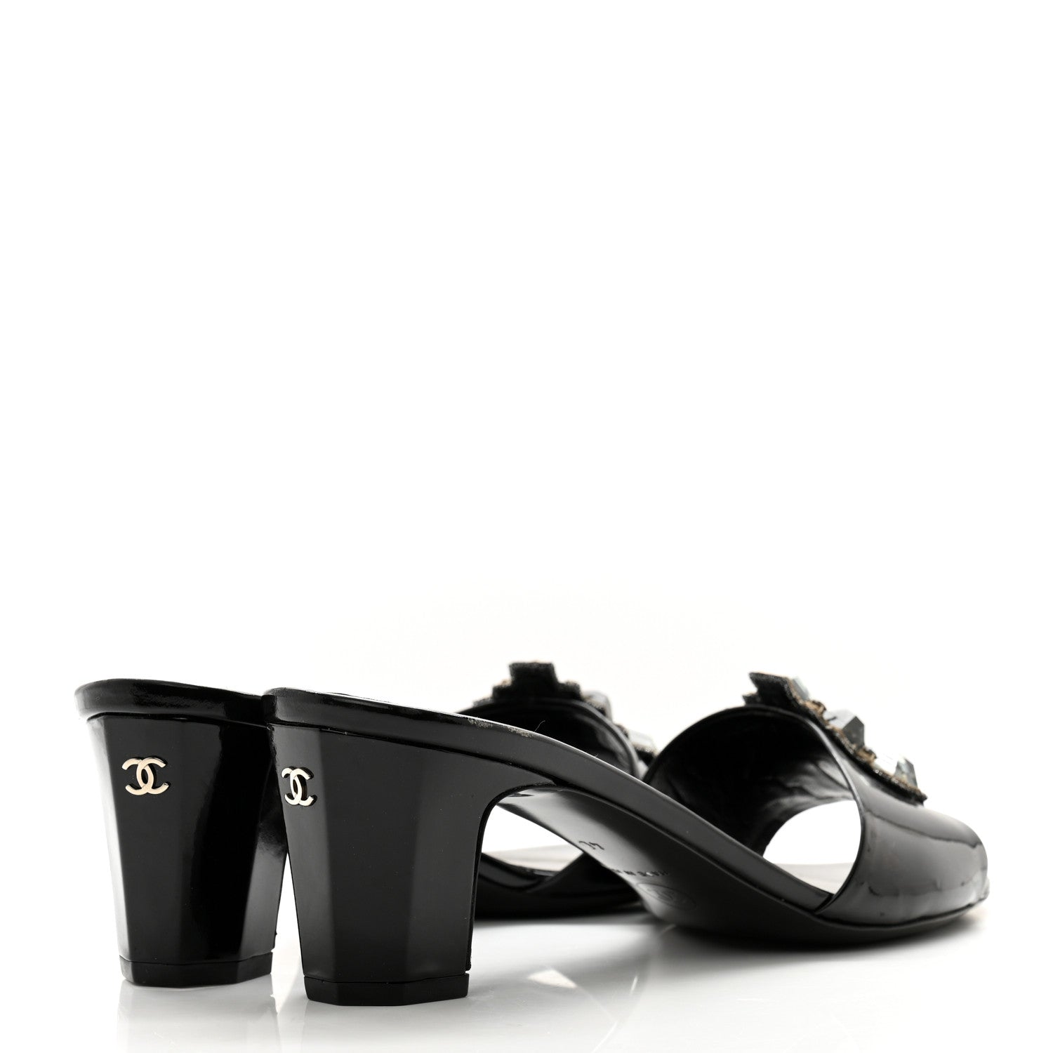 Chanel Patent Crystal Embellished Sandals 40 Black 4 of 9