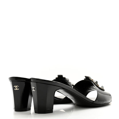 Chanel Patent Crystal Embellished Sandals 40 Black 4 of 9
