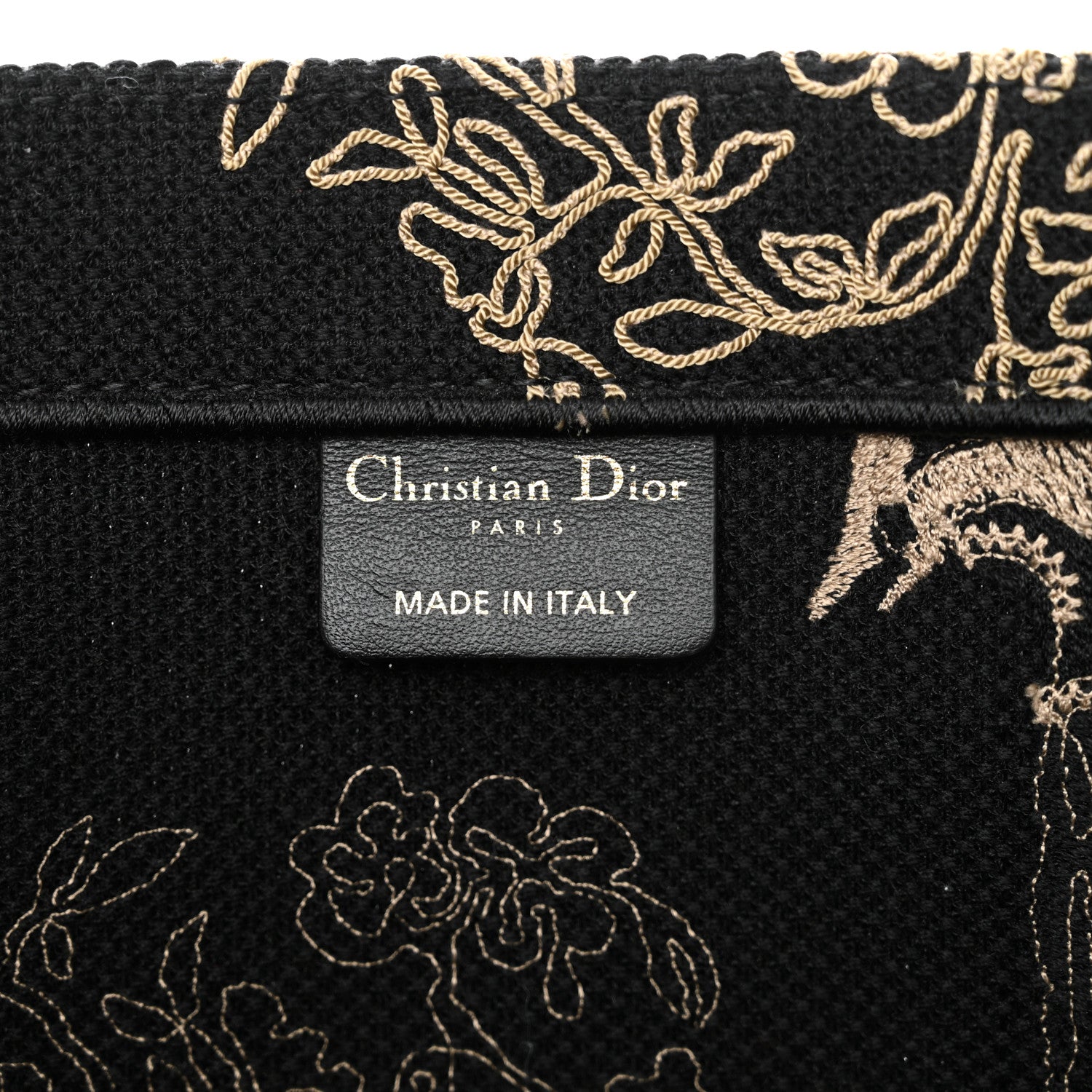 Christian Dior Canvas Embroidered Large Ornamental Cornely Book Tote Black Beige 6 of 14