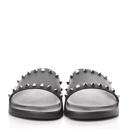 Valentino Garavani Rubber Rockstud Slide Sandals 44 Black 2 of 8