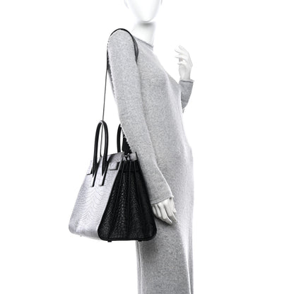 Saint Laurent Calfskin Crocodile Embossed Large Sac De Jour Carryall Black 10 of 10