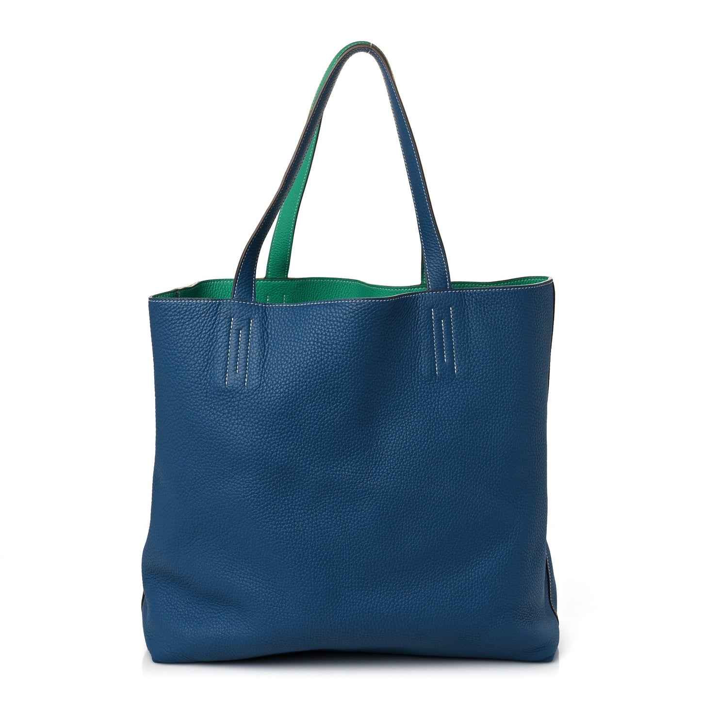 Taurillon Clemence Double Sens 45 Reversible Tote Menthe Bleu Thalassa