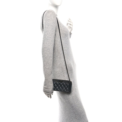 Chanel Lambskin Quilted Small Boy Clutch With Chain So Black 2 of 10