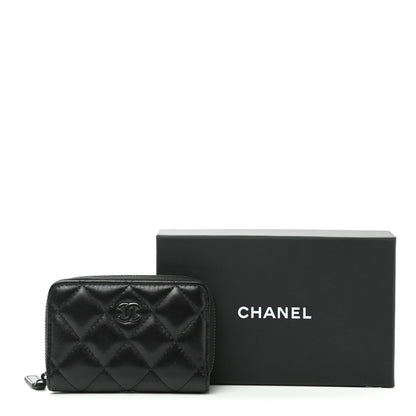 Chanel Lambskin Quilted Zip Coin Purse So Black 8 of 8