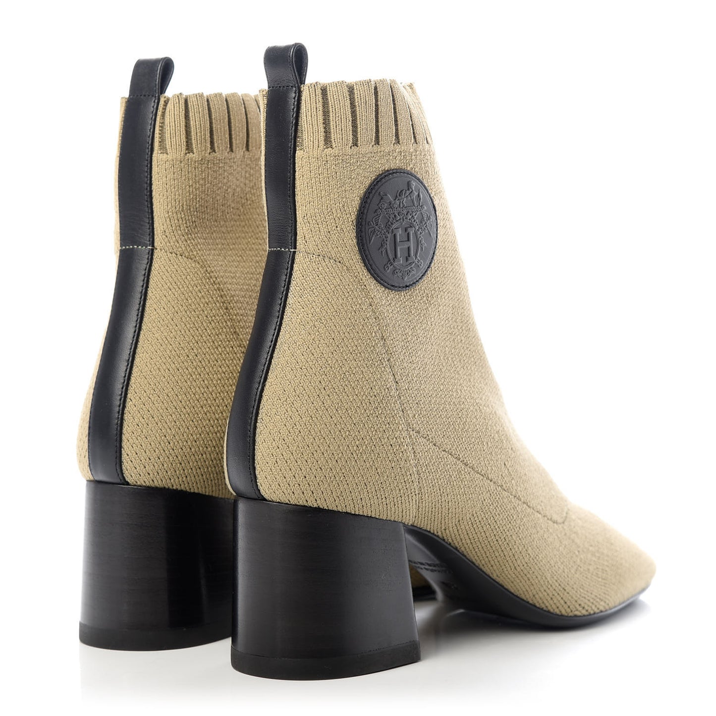 Knit Calfskin Volver 60 Ankle Boots 36 Vert Resine