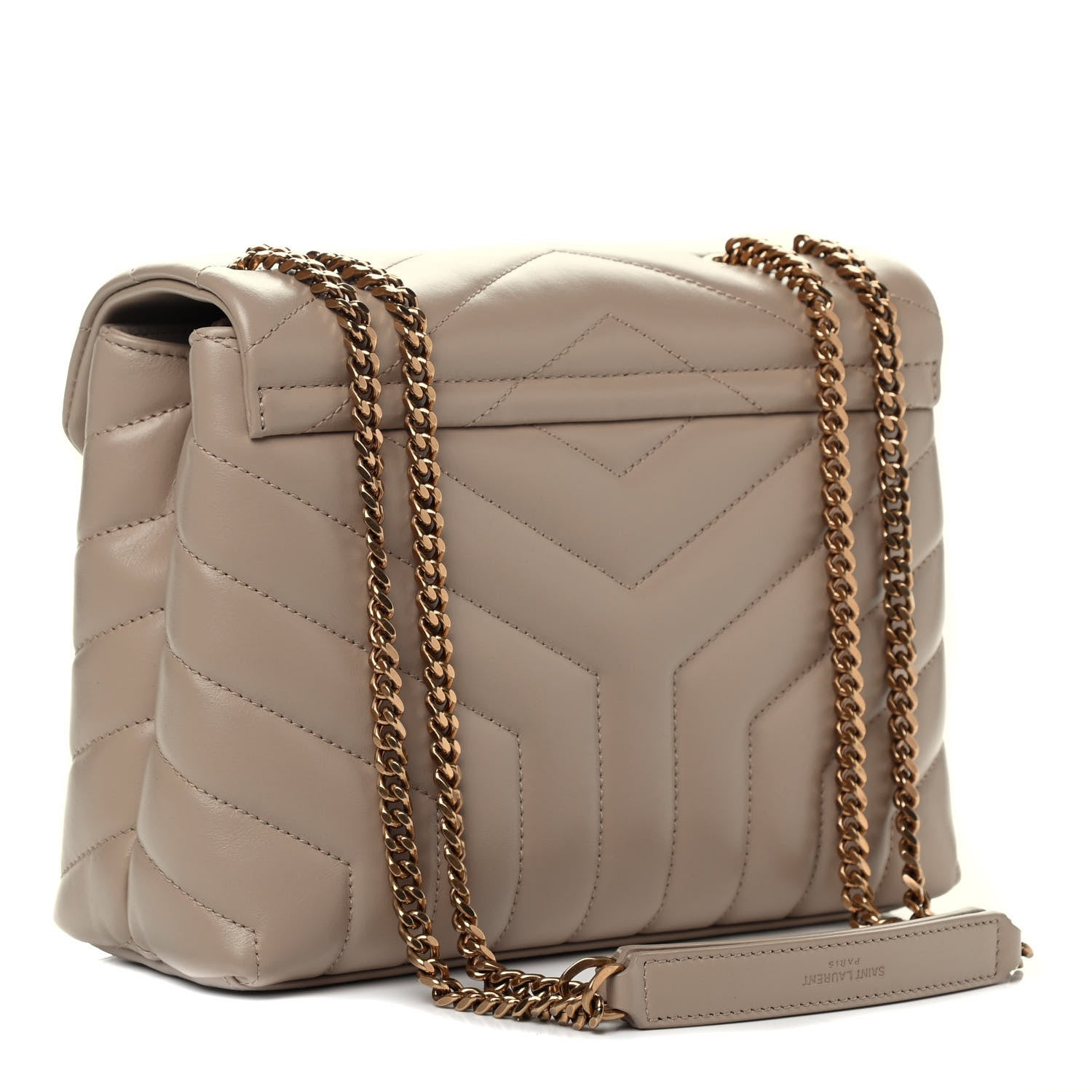 Saint Laurent Calfskin Y Quilted Monogram Small Loulou Chain Satchel Dark Beige 2 of 4