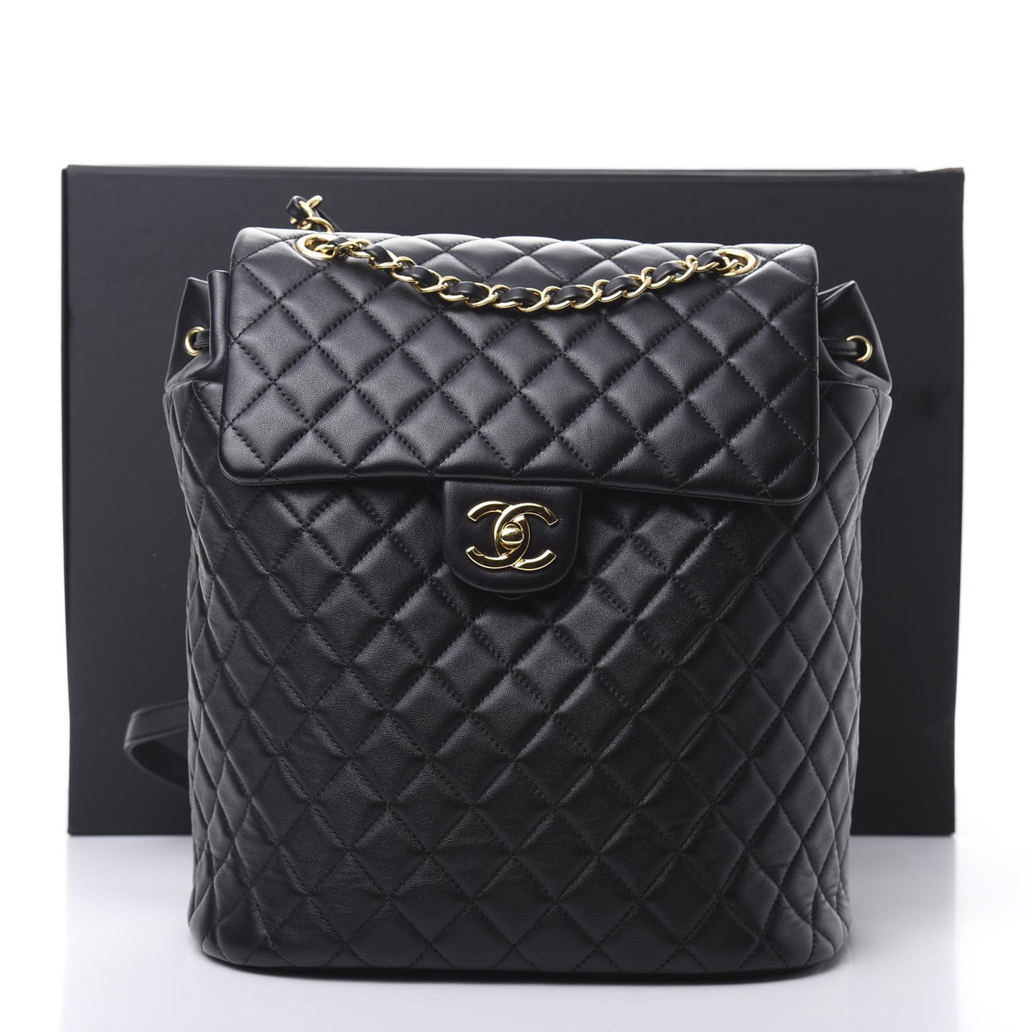 Calfskin Quilted Large Urban Spirit Backpack Black
