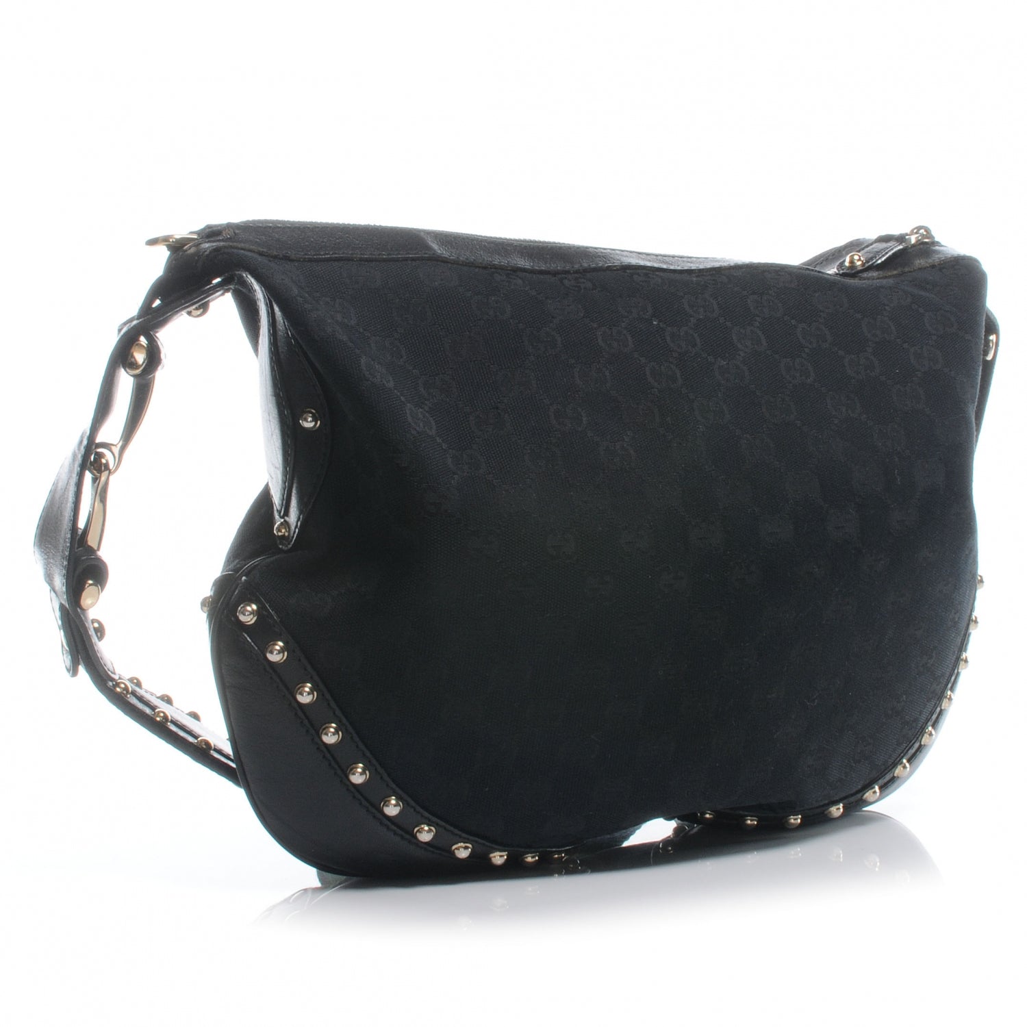 Gucci Monogram Pelham Studded Shoulder Bag Black 3 of 8