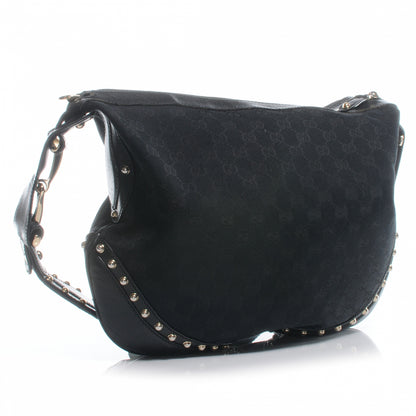 Gucci Monogram Pelham Studded Shoulder Bag Black 3 of 8
