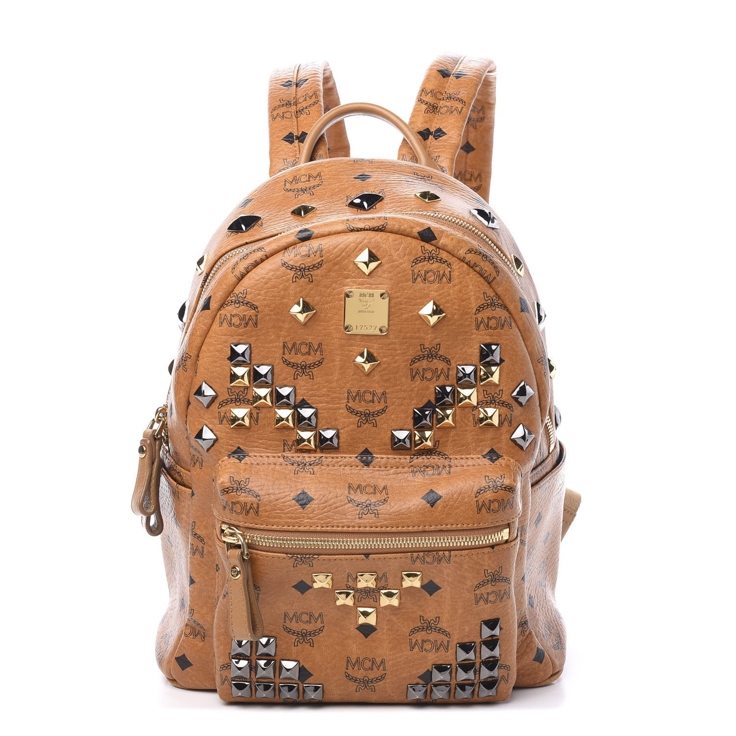 MCM Visetos Studded Small Stark Backpack Cognac 1 of 9