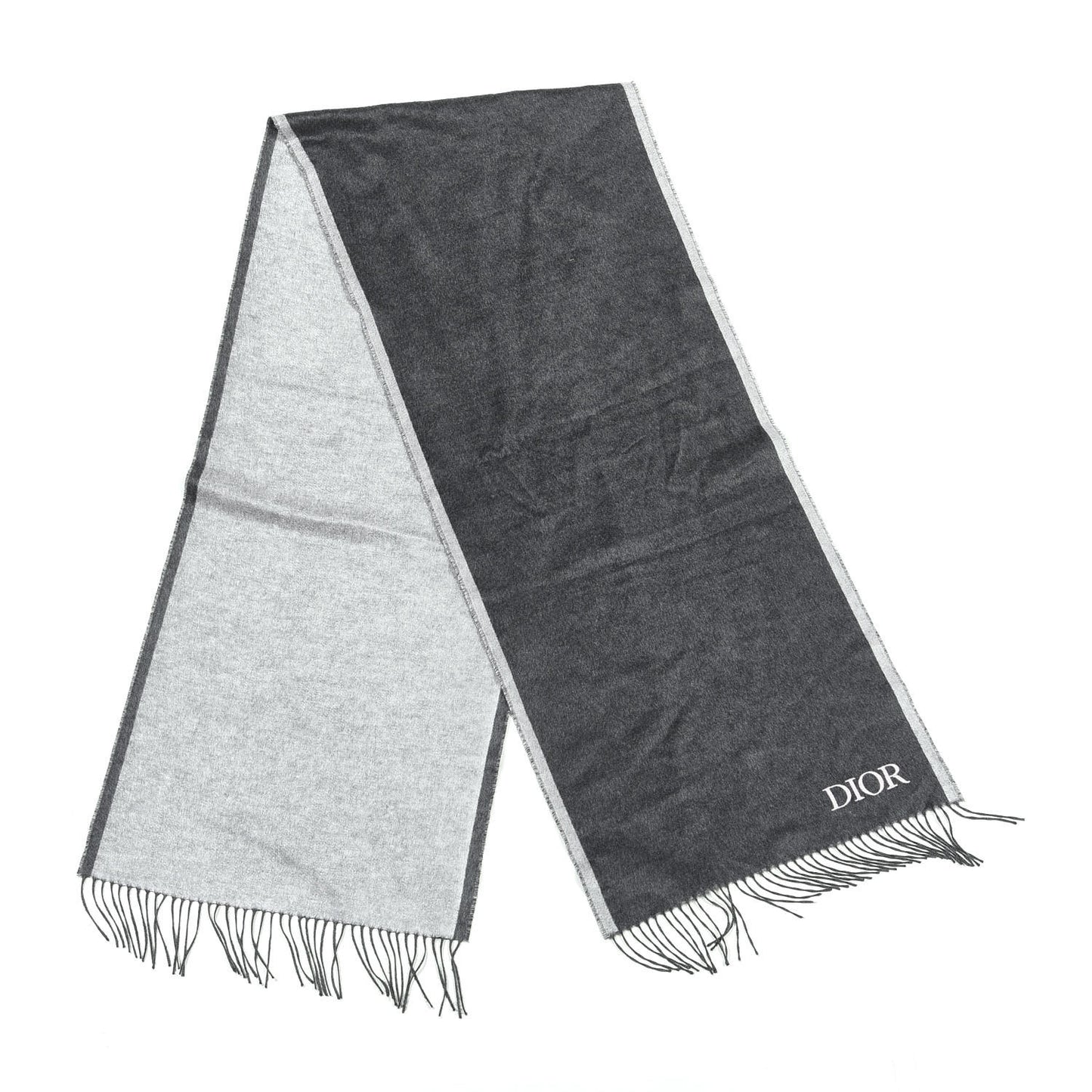 Silk Fringe Scarf Grey