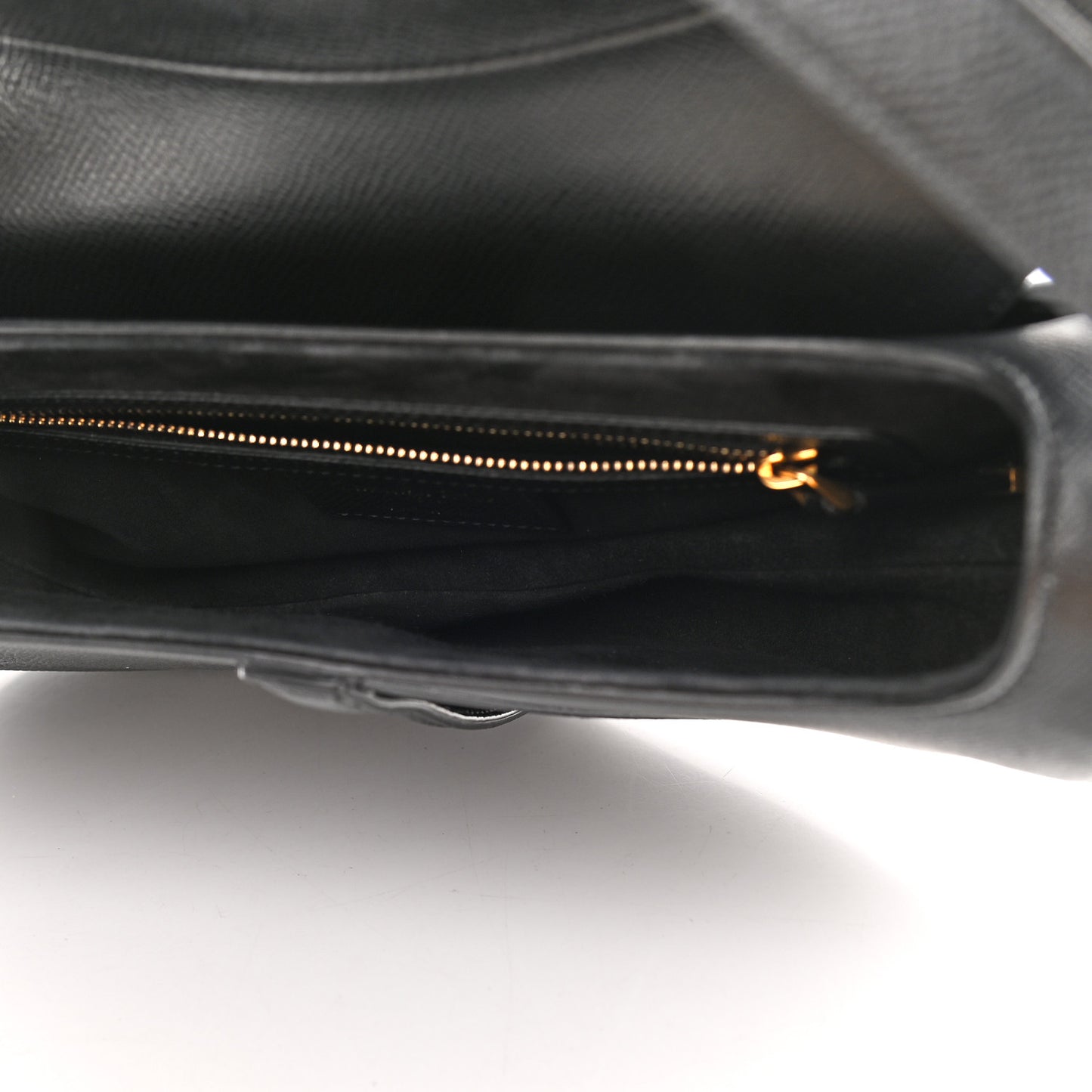 Grained Calfskin Saddle Bag Black