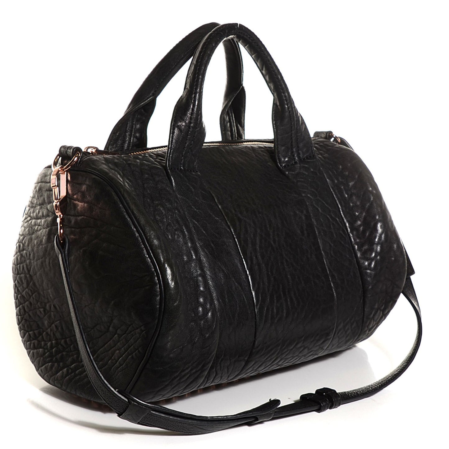 Pebbled Lambskin Rocco Black Rose Gold Hardware