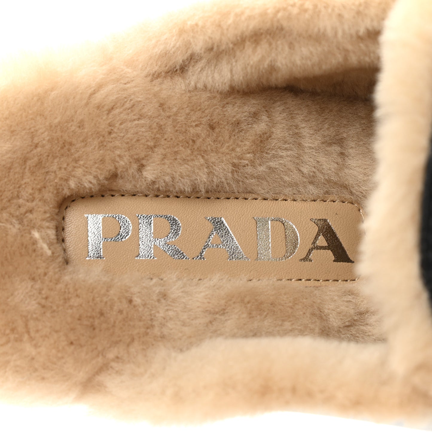 Natural Calfskin Shearling Metal Triangle Logo 45mm Clogs 41 Black Sabbia