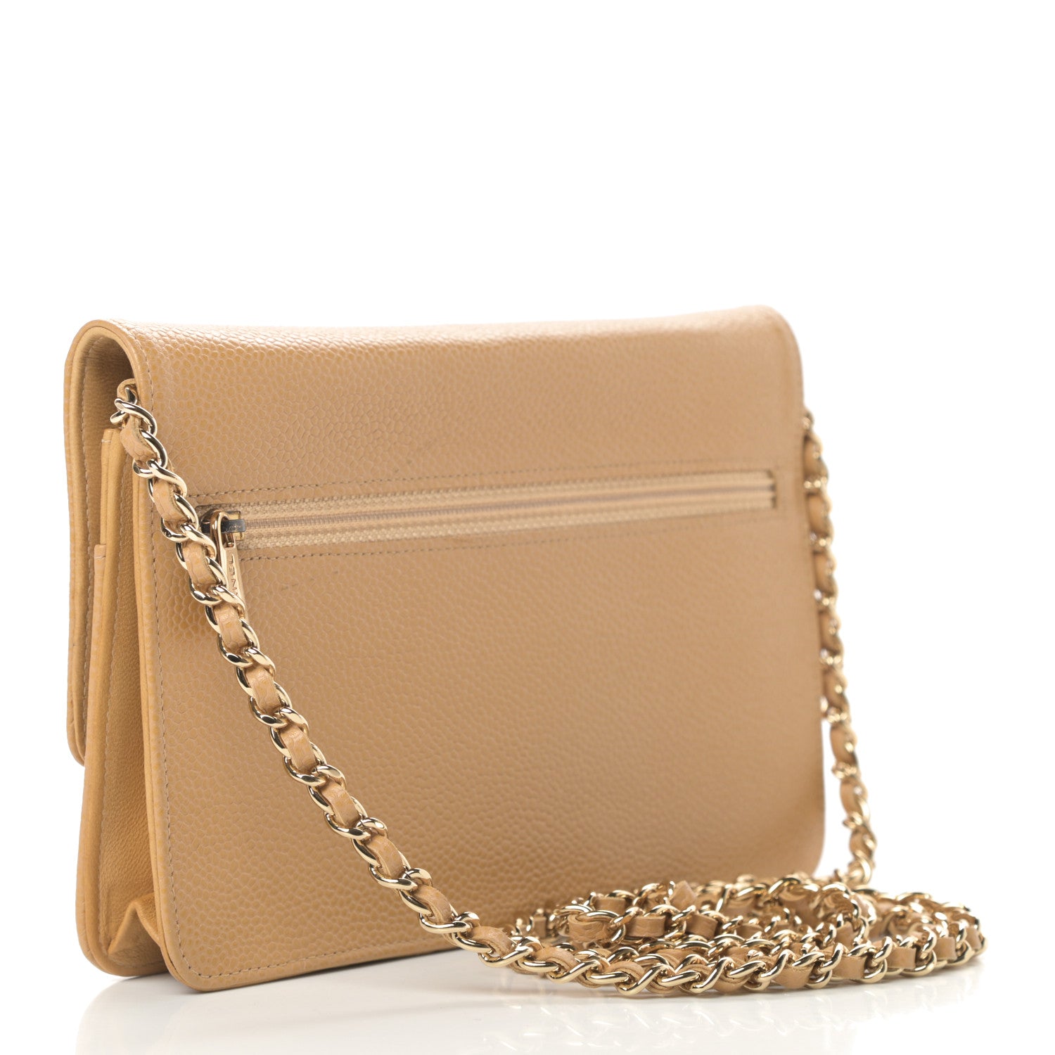 Chanel Caviar Timeless CC Wallet on Chain WOC Beige 3 of 14