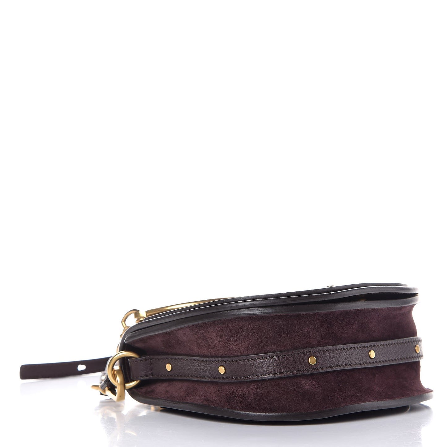 Calfskin Suede Small Nile Bracelet Bag Carbon Brown