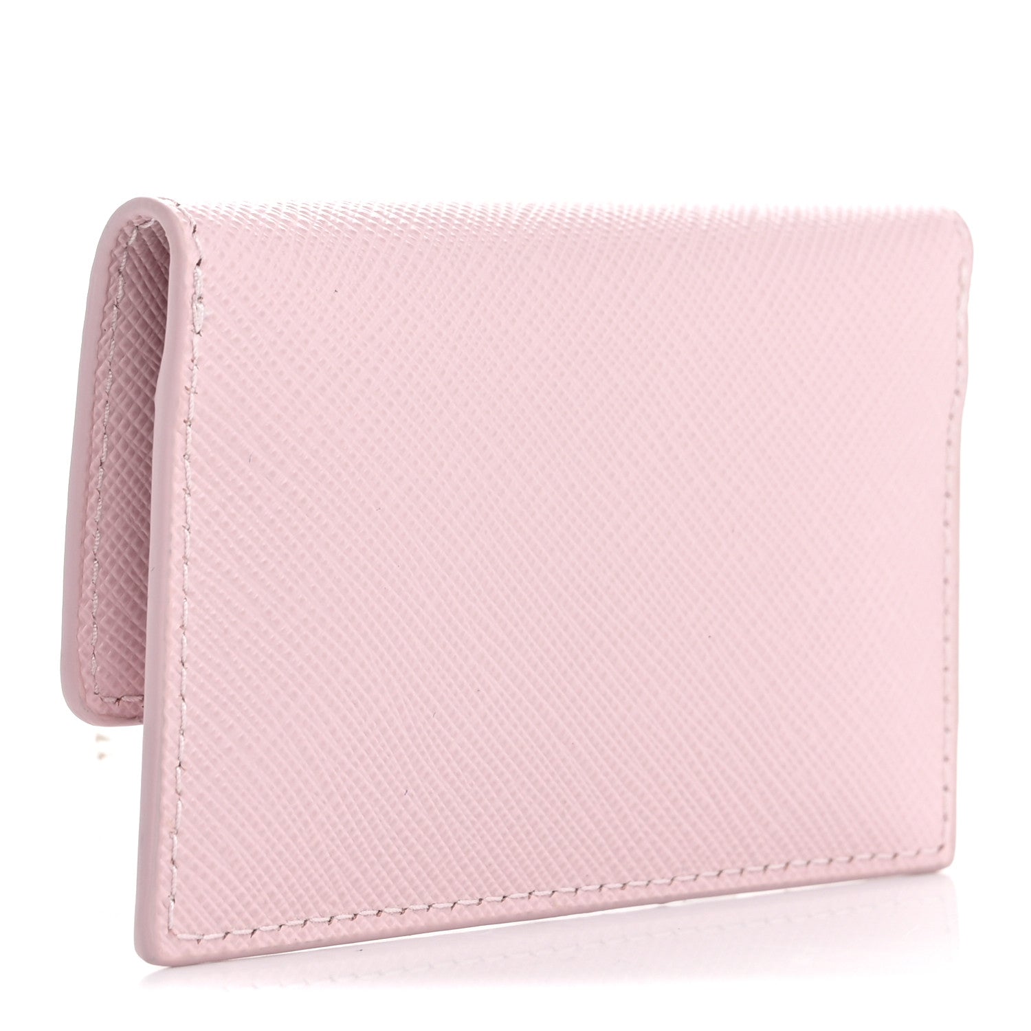 Prada Saffiano Triangle Card Holder Wallet Alabastro 3 of 8