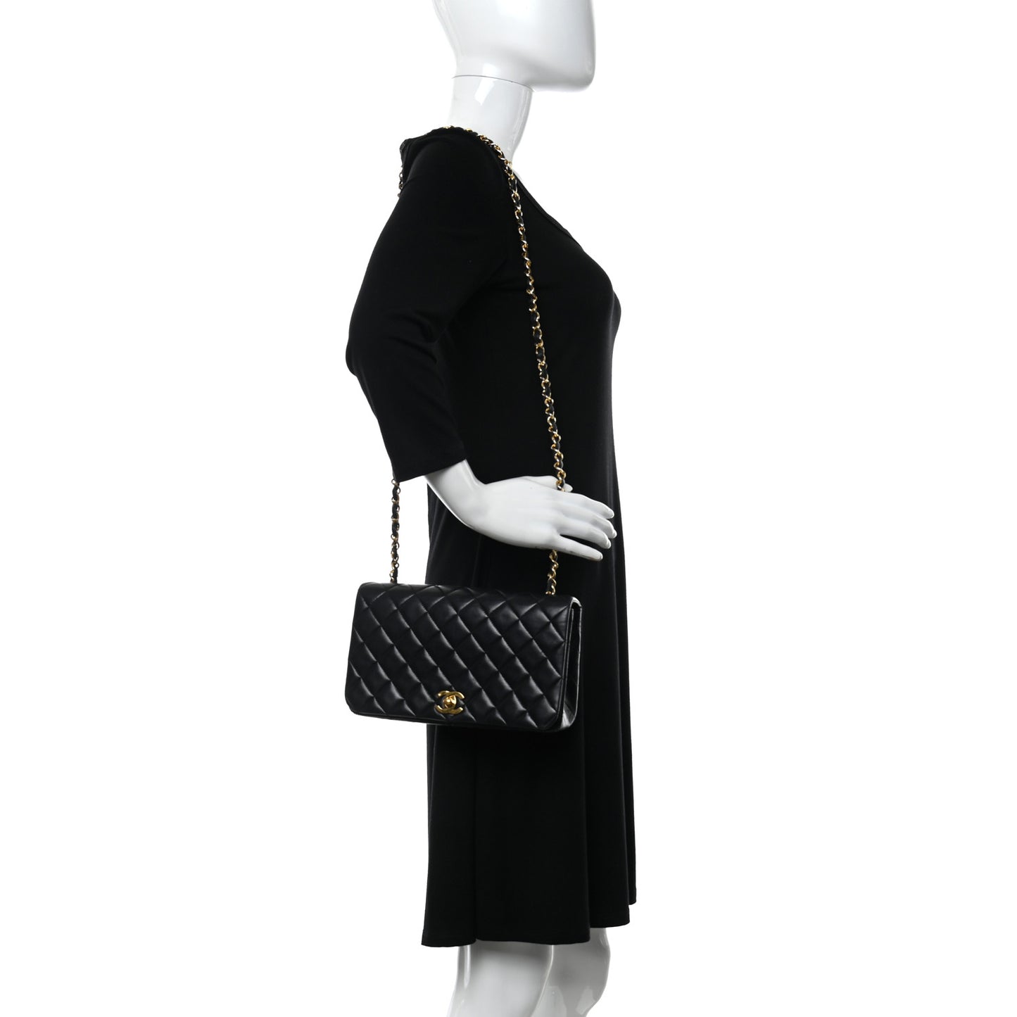 Lambskin Quilted Small Single Flap Black