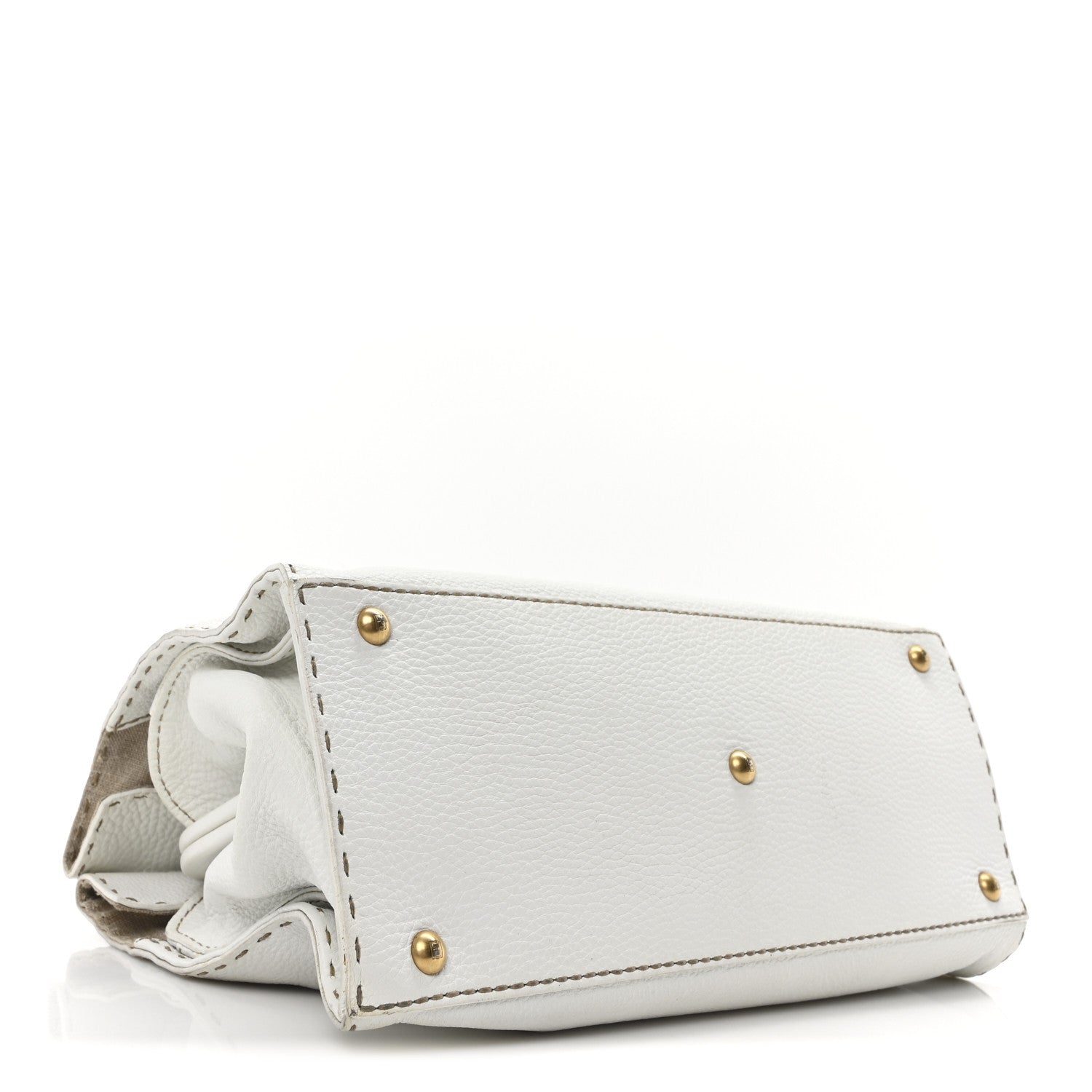 Fendi Calfskin Romano Selleria Firenze Frame Bag White 4 of 9