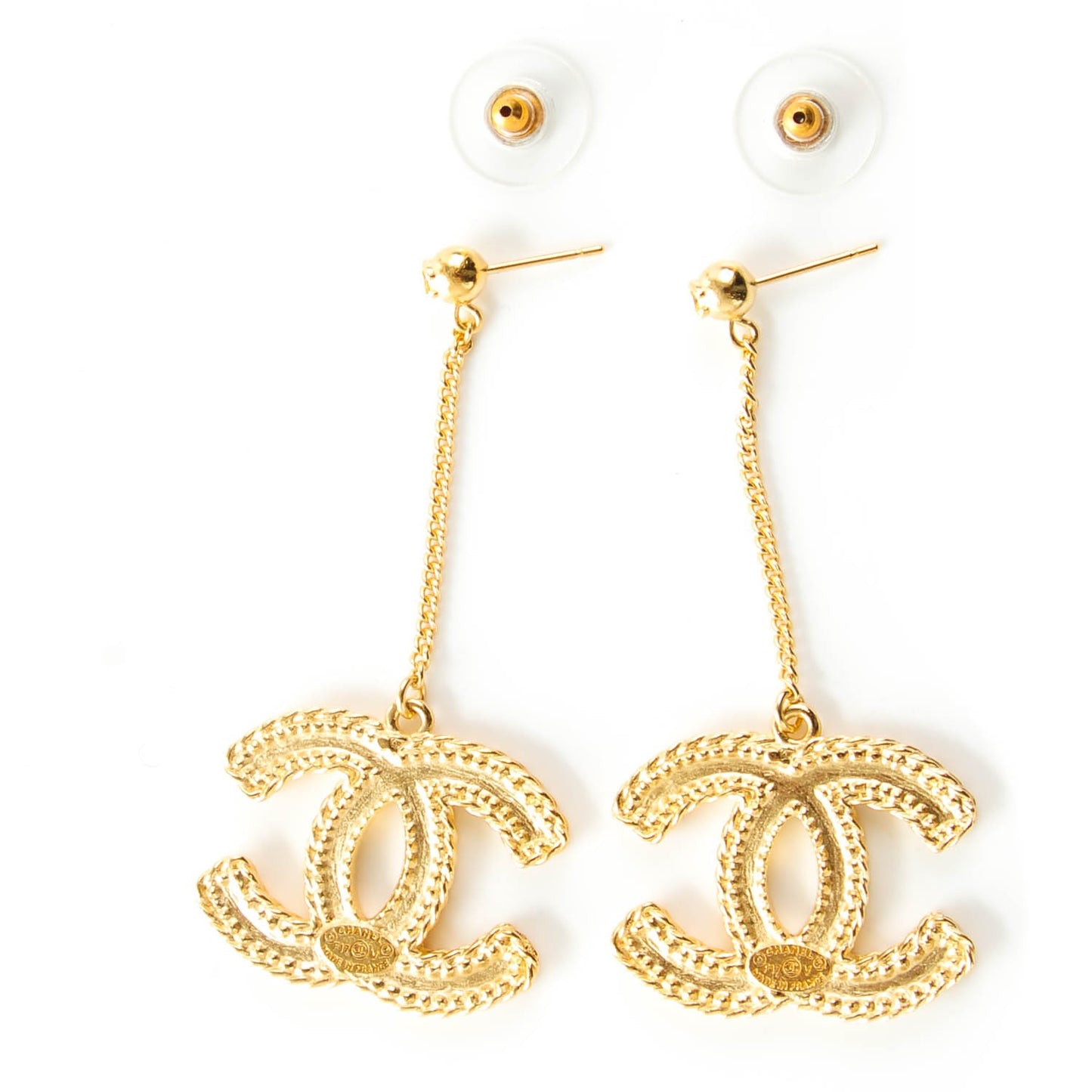 CC Drop Earrings Matte Gold