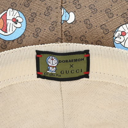 Gucci X DORAEMON Mini Vintage GG Supreme Monogram Textured Dollar Calfskin Bucket Hat S Beige Cherry Red 8 of 11