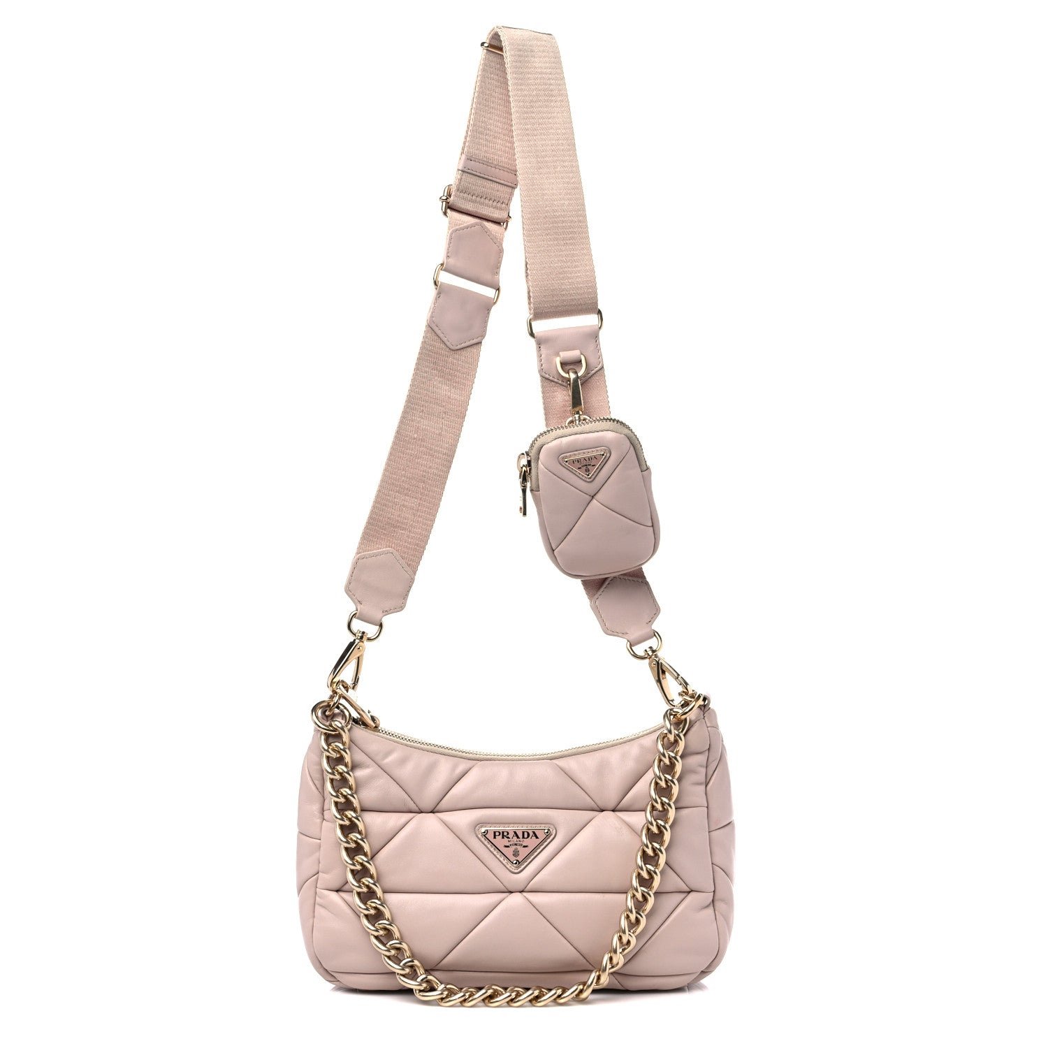 Prada Nappa Re-Nylon Triangle Quilted Patchwork System Shoulder Bag Ninfea 1 of 10