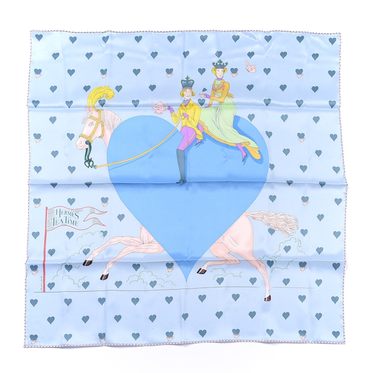 Silk Tea Time Scarf 70 Bleu Ciel Bleu Azur