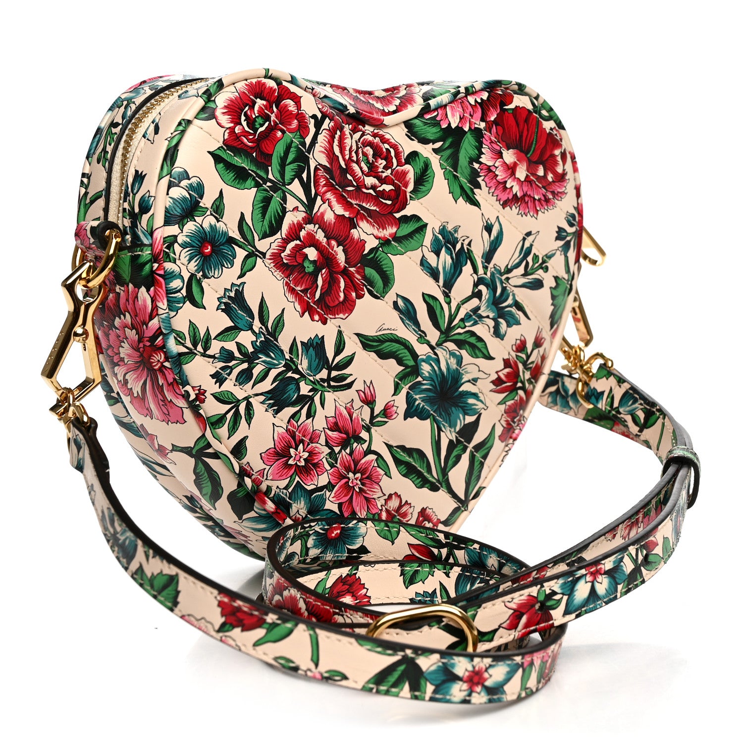 Gucci Calfskin Brit Roses Print Matelasse Diagonal Mini