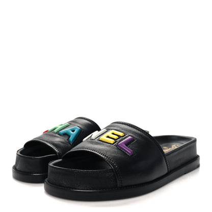 Chanel Lambskin Cha-Nel Mule Sandals 40 Black Multicolor 3 of 10