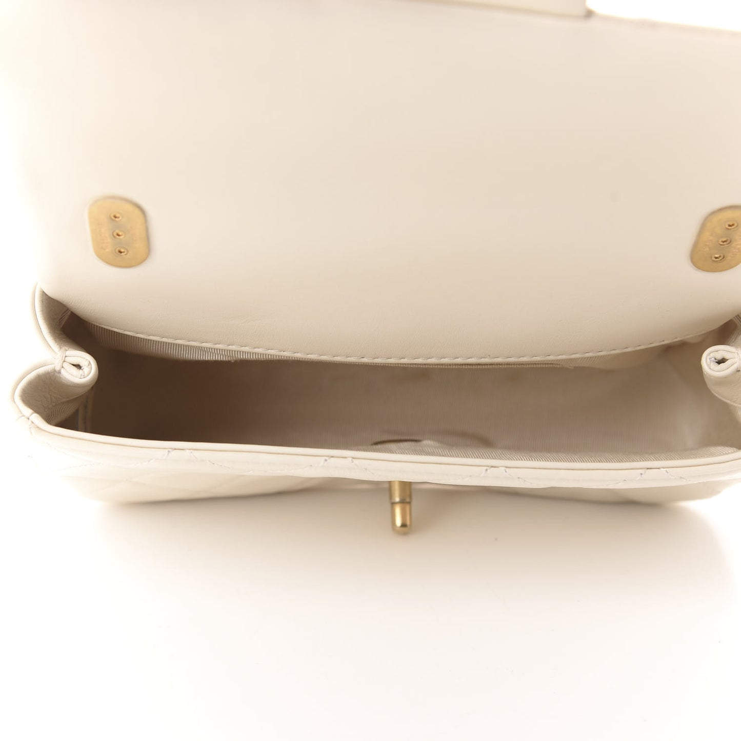 Calfskin Quilted Crystal Pearls Small Flap Bag White