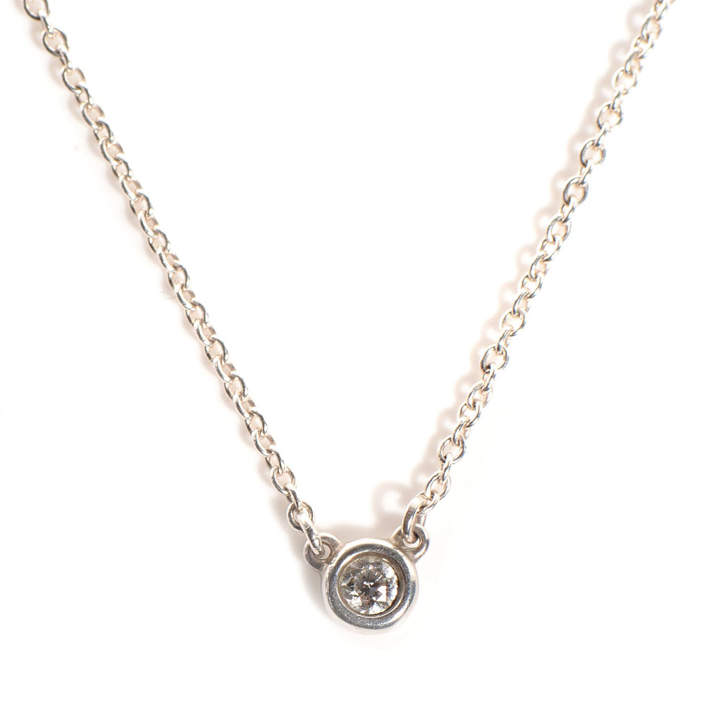 Sterling Silver Diamond .10ct Elsa Peretti Diamonds by the Yard Pendant Necklace