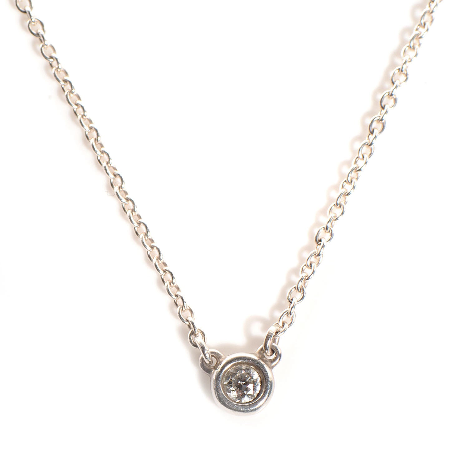 Tiffany Sterling Silver Diamond .10ct Elsa Peretti Diamonds by the Yard Pendant Necklace 1 of 7
