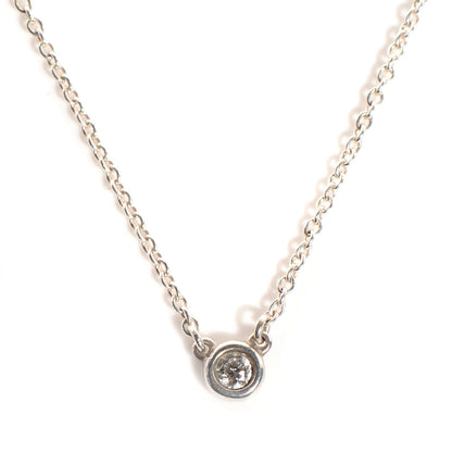 Tiffany Sterling Silver Diamond .10ct Elsa Peretti Diamonds by the Yard Pendant Necklace 1 of 7