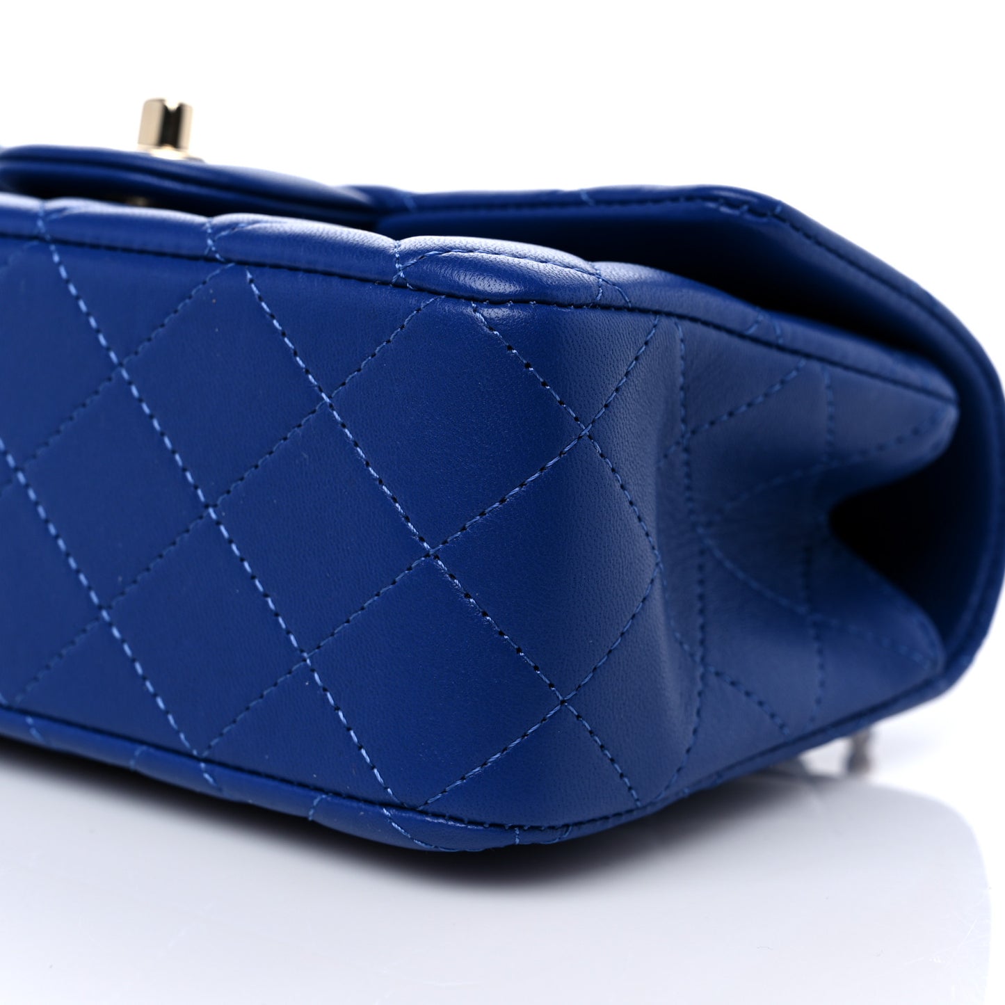 Lambskin Quilted Mini Top Handle Rectangular Flap Blue