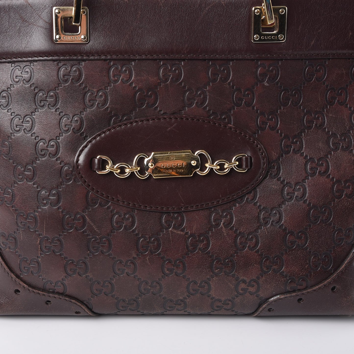 Guccissima Large Punch Tote Chocolate Brown