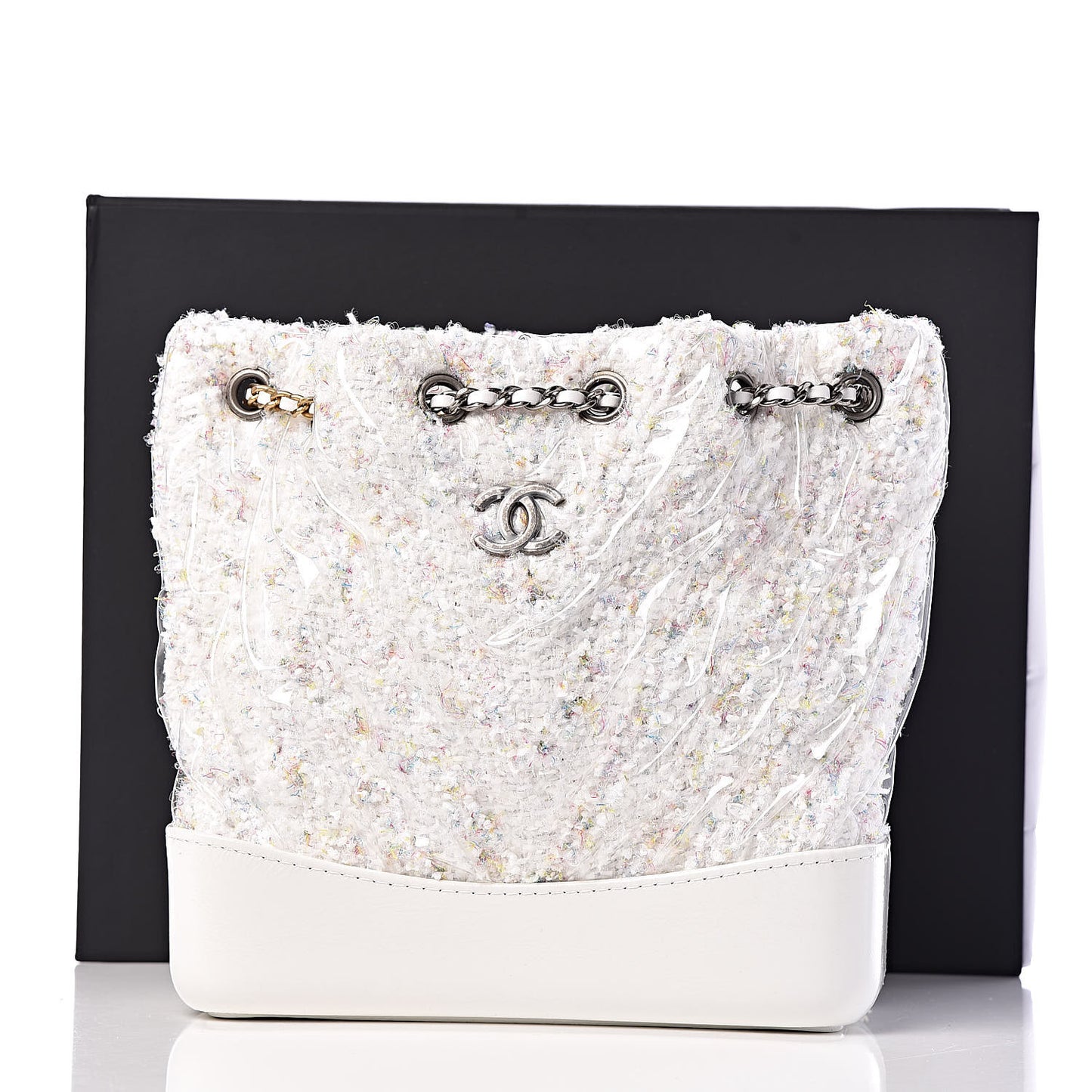 Tweed PVC Quilted Gabrielle Backpack White