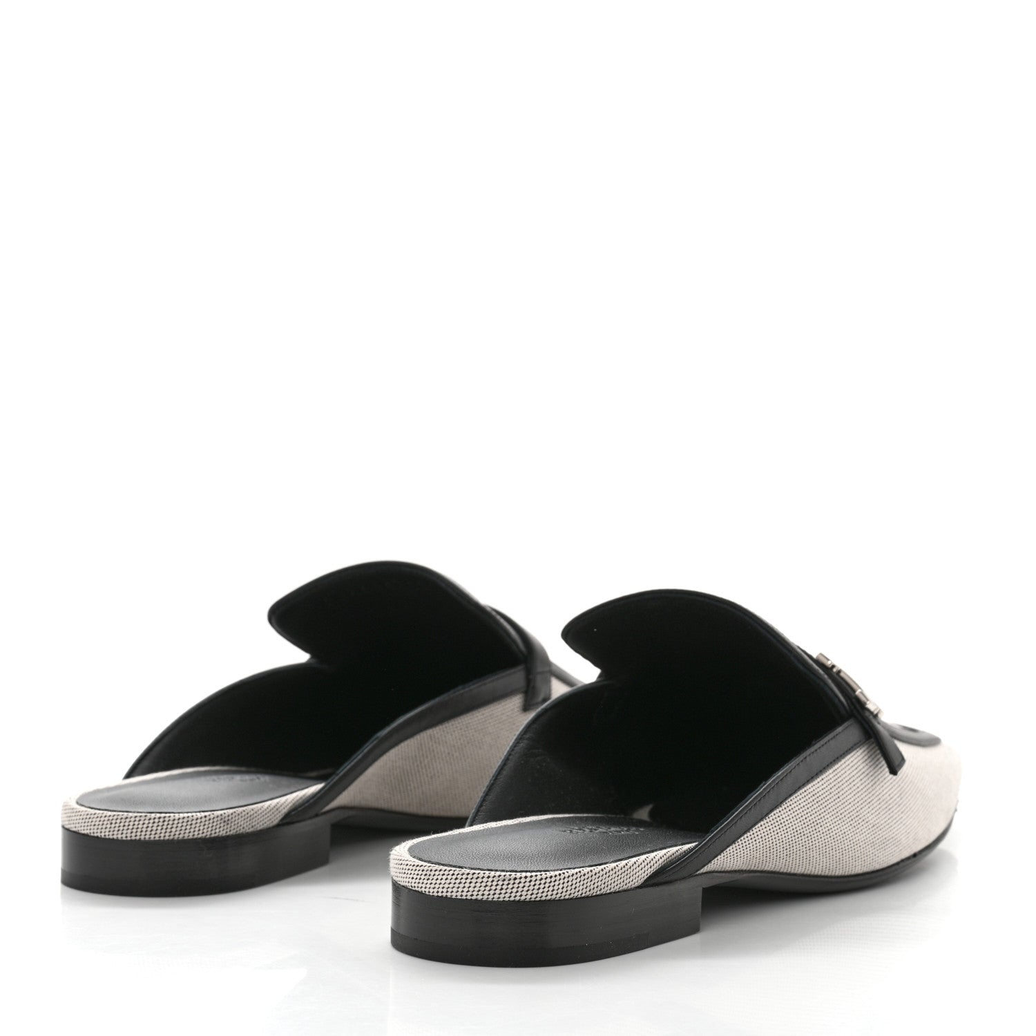 Hermes Canvas Calfskin Womens Groupie Mules 40 Prunoir Black 4 of 9