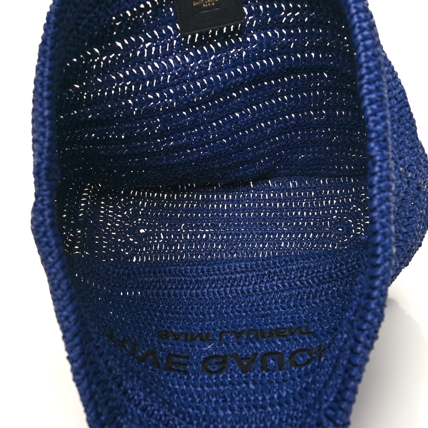 Saint Laurent Raffia Rive Gauche Tote Blue 5 of 10