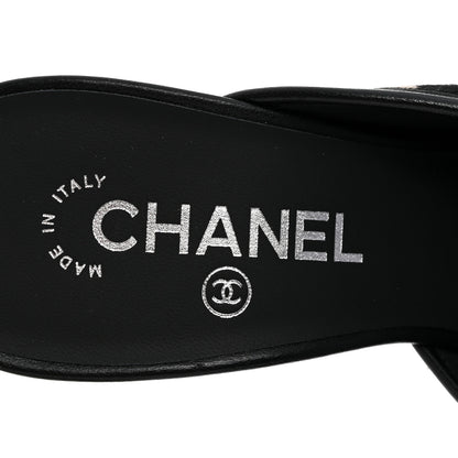 Chanel Pony Hair Lambskin Patent Calfskin Cap Toe Mules 39 Black White Green 8 of 10