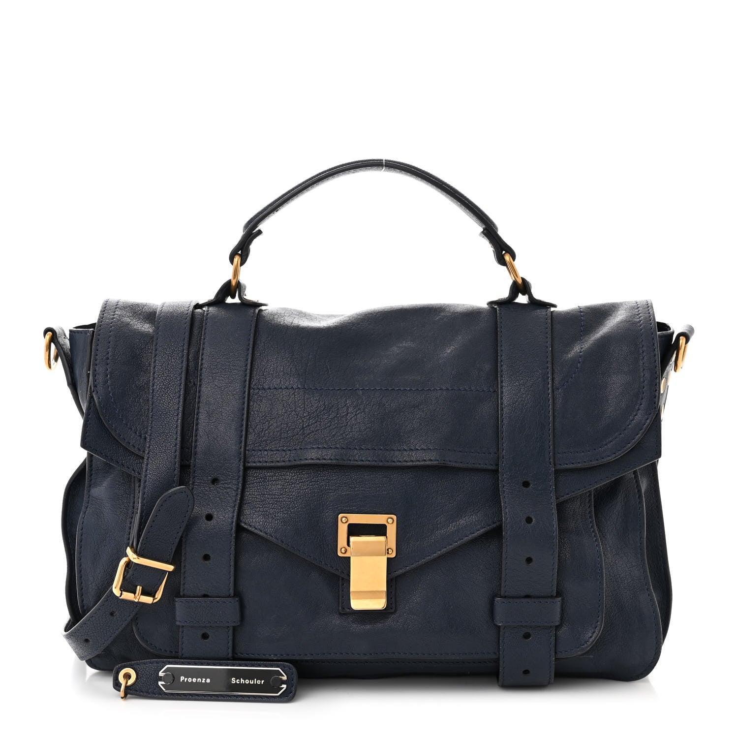 Proenza Schouler Lambskin Medium PS1 Satchel Navy 1 of 13