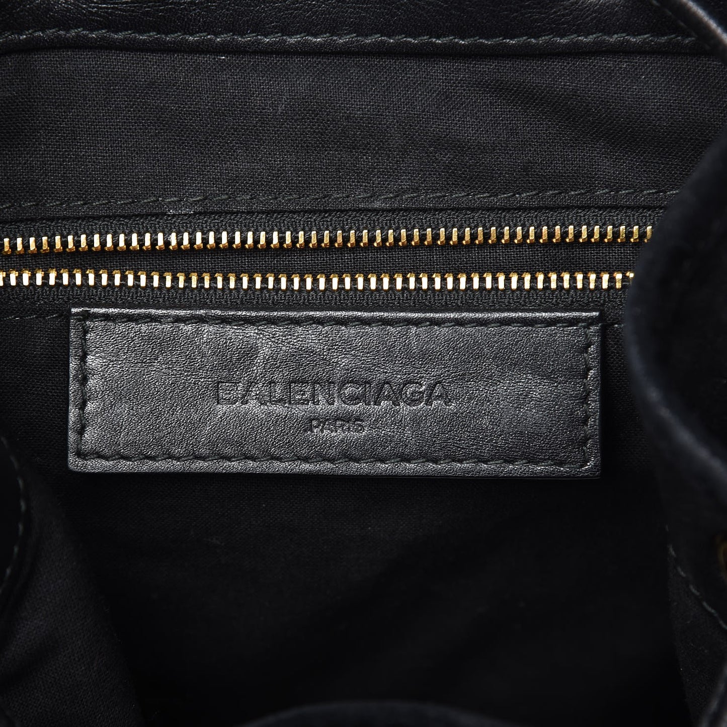 Baby Daim Suede Gold Metallic Edge Hardware Backpack Black