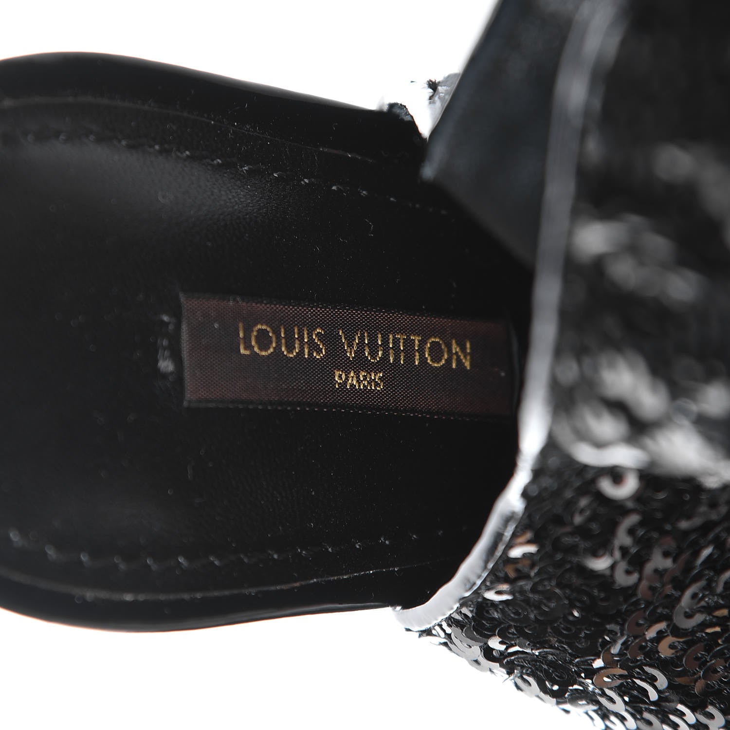 Louis Vuitton Sequin Peep Toe Tall Boots 38.5 Black 8 of 9